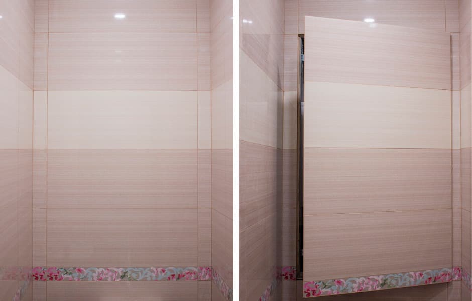 Качественный ремонт ванной предполагает, что ревизионный люк будет незаметным. На фото – люк-невидимка «Евроформат».