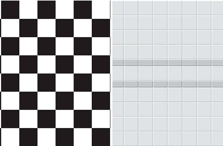 Слева – шахматная раскладка. Справа – раскладка с бордюром.